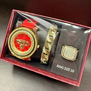 Gold and Red Watch Set